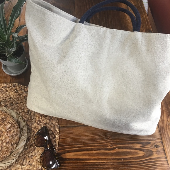 Paradise Canvas Tote Bag with Colorful Tassels - Picture 2 of 10